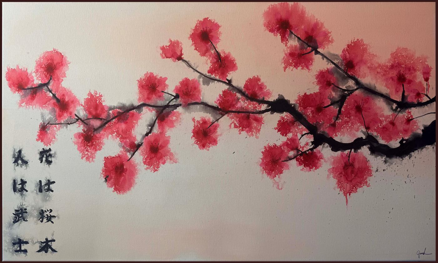 Sakura festmény keretben