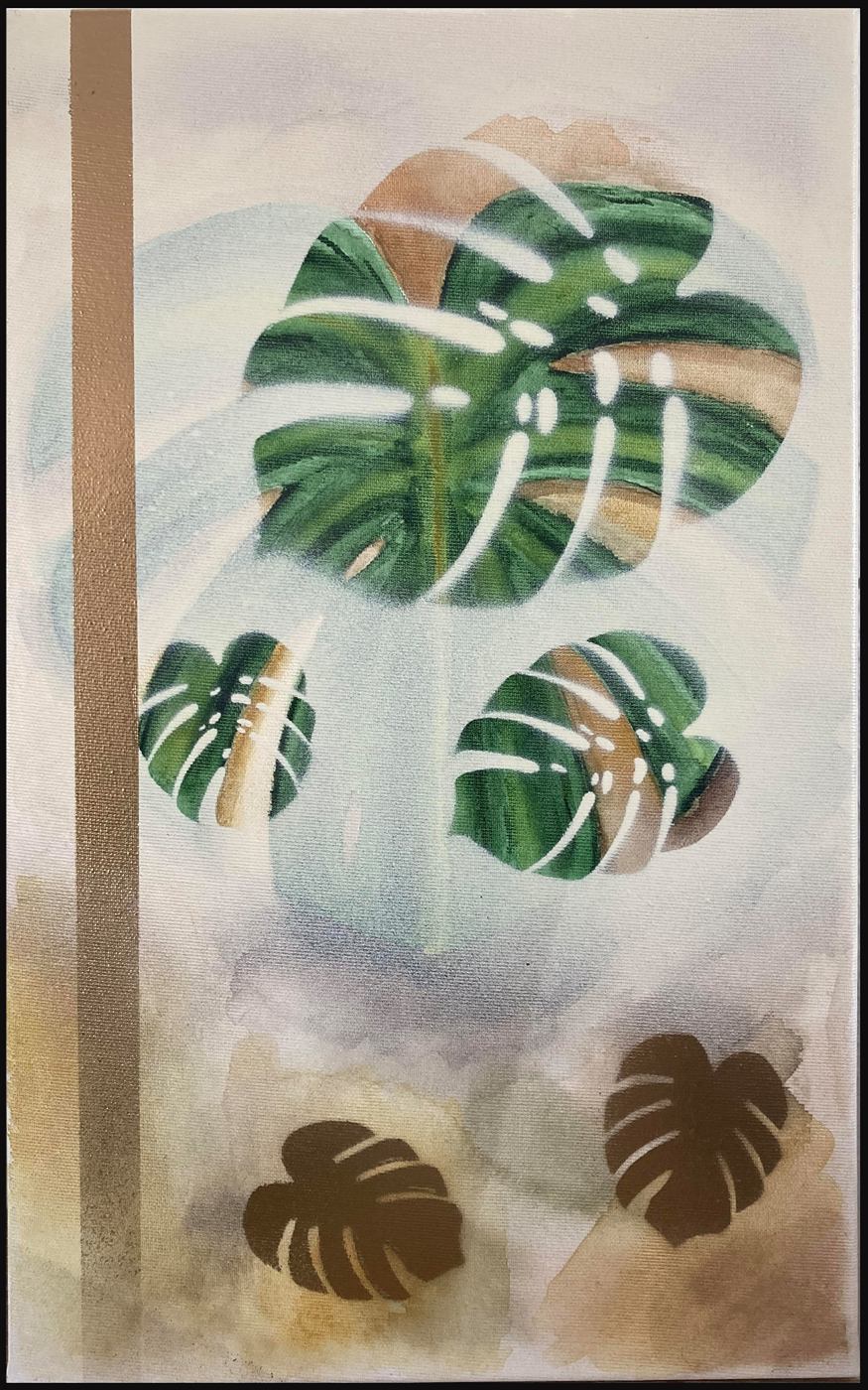 Monstera festmény keretben
